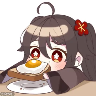 💠 4602a062 @HAWKS 动漫, 鸡蛋, 吐司, 早餐, 可爱, 绘画, 卡通 telegram sticker