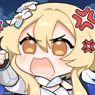 💠 4e136296 Lumine Genshin Impact 动漫, 游戏, 荧, 原神, 生气, 贴纸 telegram sticker