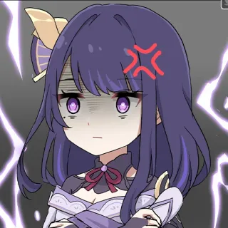 💠 c2483949 Raiden Shogun Genshin Impact 动漫, 原神, 雷电将军, 生气, 生气的 telegram sticker