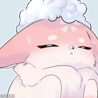 💠 e06cba41 @HAWKS 卡通, 可爱, 粉色, 动物, 角色, 狐狸 telegram sticker