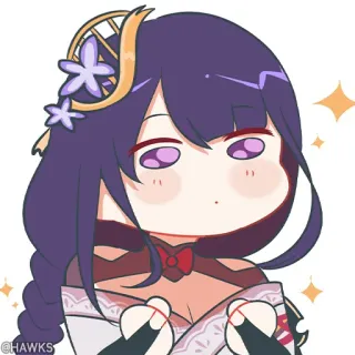 💠 eac62e52 Raiden Shogun Genshin Impact 动漫, 原神, 雷电将军, 游戏, 角色, 紫发, 可爱, 贴纸 telegram sticker