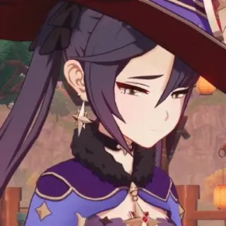 ☹️ 8ccbc56a Mona Genshin Impact 动漫, 游戏, 法师, 占星术, 帽子, 角色, 原神, 莫娜 telegram sticker