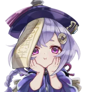 ☹️ 48646fb3 Qiqi Genshin Impact Anime, Game, Lucu, Ungu, Zombie whatsapp sticker