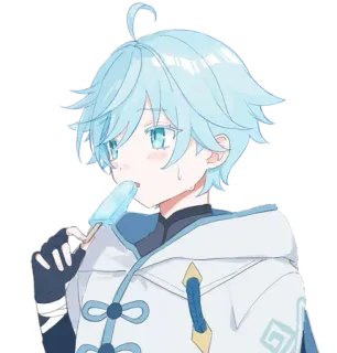 🧊 4a3f6f80 Chongyun Genshin Impact Anime, Anak laki-laki, Es krim, Es loli, Permainan whatsapp sticker