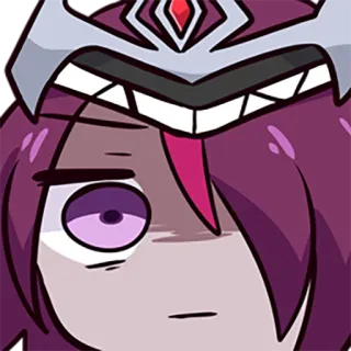 😑 47d3db2e cartone animato, adesivo, personaggio, capelli viola, espressione, corona telegram sticker