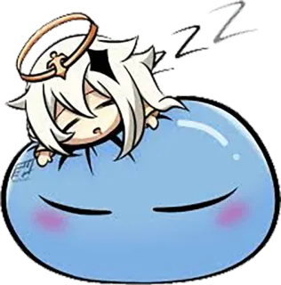 😴 ebcad23f Paimon Genshin Impact Z paimon, genshin impact, slime, assonnato, anime, cartone animato, dormire telegram sticker