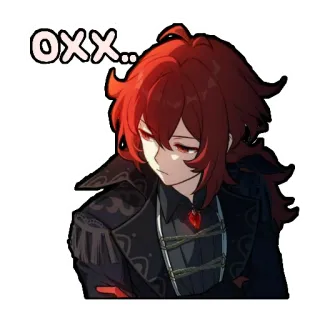 😌 0c2da3e4 Diluc Genshin Impact OXX... Anime, Videogame, Rood haar, Genshin Impact, Diluc telegram sticker
