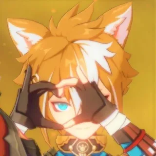 ❤️ 2549fffd Gorou Genshin Impact anime, video game, Gorou, Genshin Impact, orelhas de cachorro, gesto de coração, fofo whatsapp sticker