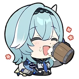 ❄️ 5f7b58f6 Eula Genshin Impact 动漫, 优菈, 原神, 喝酒, 可爱, 贴纸 telegram sticker