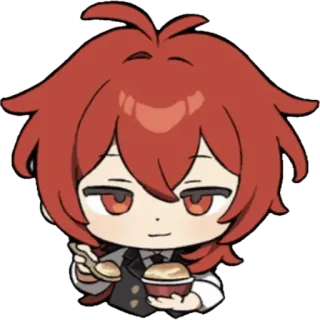 😏 8dce58ec Diluc Genshin Impact 动漫, 游戏, 原神, 迪卢克, 卡通, 红发 telegram sticker