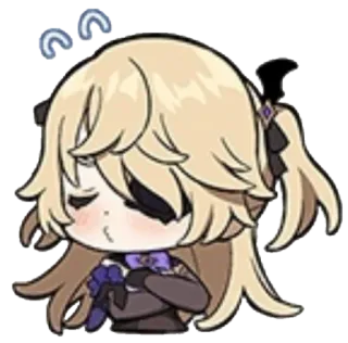 😠 0b23a514 Fischl Genshin Impact genshin impact, fischl, anime, game, cute, sticker, blonde hair, chibi telegram sticker