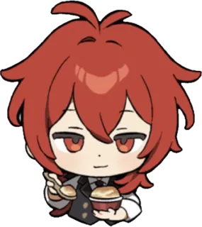 😋 69eb7e3f Diluc Genshin Impact anime, chibi, genshin impact, diluc, game, cute, red hair telegram sticker