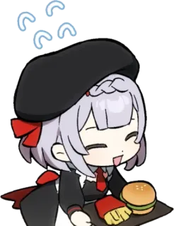 😋 9aca9c3e anime, food, cute, girl, burger, fries telegram sticker