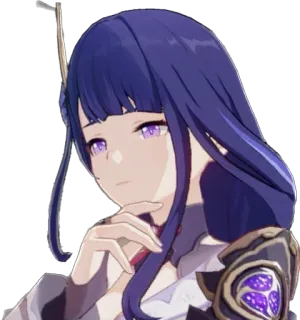 🧐 6d40d0ac Raiden Shogun Genshin Impact Anime, Videospiel, lila Haare, Waifu, Genshin Impact, Raiden Shogun telegram sticker