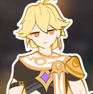 😑 0e4fefff Aether Genshin Impact anime, jogo, loiro, Genshin Impact, Aether, fantasia telegram sticker