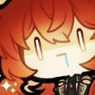 👀 1256c594 Diluc Genshin Impact anime, videogame, rood haar, chibi, genshin telegram sticker