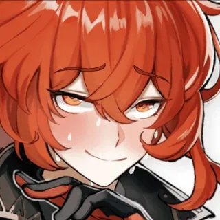 🥵 23504b91 Diluc Genshin Impact Anime, Game, Genshin, Diluc, Smir, Rood haar telegram sticker