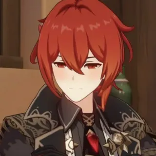 🤗 2ec18b23 Diluc Genshin Impact anime, spel, rood haar, videogame, zelfgenoegzaam telegram sticker