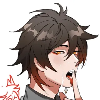 😛 9473fd6f Zhongli Genshin Impact Anime, Spel, Knap, Likken, Tong telegram sticker