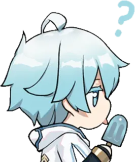 ⭐️ 2ebc7772 Chongyun Genshin Impact Chibi, Anime, Spel, Genshin Impact, Chongyun, Waterijsje, Vraagteken telegram sticker