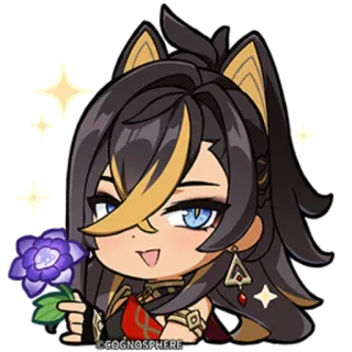 ⭐️ 67557276 ©COGNOSPHERE anime, cartoon, personage, kunst, fanart, paarse bloem telegram sticker