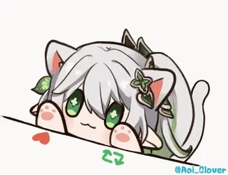 💠 7e7b8f94 @Aoi_Clover_ Anime, Mèo, Dễ thương, Vẽ, Xanh lá telegram sticker
