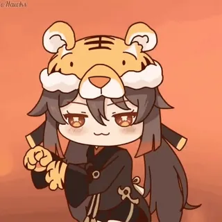 🐯 d7a57ccf Hu Tao Genshin Impact Chibi, Anime, Spiel, Hu Tao, Genshin Impact, Charakter, Hut whatsapp sticker