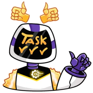 🈺 1a3bc2d7 Task หุ่นยนต์, งาน, เครื่องหมายถูก, ยกนิ้วให้, การ์ตูน, น่ารัก telegram sticker