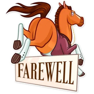 👋 a987fae7 FAREWELL caballo, despedida, animal, dibujo animado, adiós telegram sticker