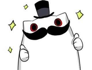 🌟 681b6b2b cat, cartoon, hat, mustache, cute, thumbs up, sparkles whatsapp sticker