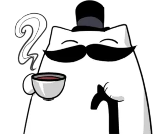 🌟 8ffb1931 cat, cartoon, sticker, character, animal, cute, coffee, mustache whatsapp sticker