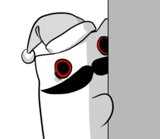 🌟 d6a51a34 sticker, cartoon, character, hat, christmas, mustache, red eyes whatsapp sticker