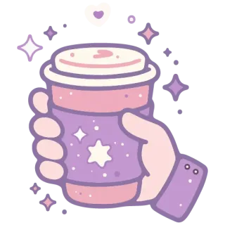 ☕️ 472ad5bc café, bebida, taza, estrellas, lindo, kawaii, mano, brillo whatsapp sticker
