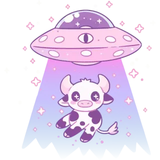 🐮 83e6a096 Alien, Ovni, Vaca, Lindo, Kawaii, Espacio, Sticker whatsapp sticker