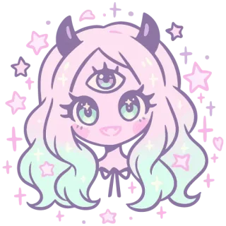 😈 9289e7ef Anime, Demonio, Lindo, Monstruo, Kawaii, Sticker, Chibi, Fantasía whatsapp sticker