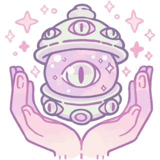 🔮 9ee7fc48 ojo, manos, bola de cristal, místico, magia, brillante, adivina, adivinación whatsapp sticker