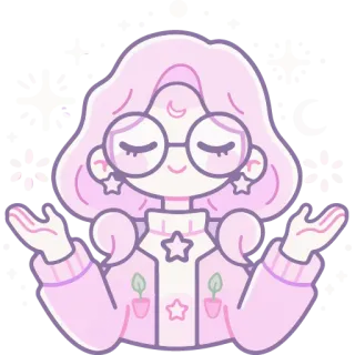 🙌 c2924149 chica, rosa, lindo, dibujo animado, kawaii, ilustración, estético, luna, estrellas whatsapp sticker