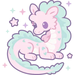 🐉 cfe056c4 mono, dragón, pastel, kawaii, fantasía, animal, pegatina whatsapp sticker