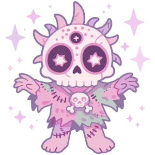 🔮 ffe05a41 monstruo, calavera, criatura, zombi, halloween, puntos, amuleto, mono whatsapp sticker