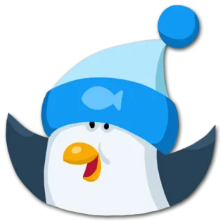 😃 14a954af เพนกวิน, การ์ตูน, สัตว์, หมวก, ฤดูหนาว, น่ารัก, สีน้ำเงิน telegram sticker