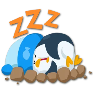 😴 79d0c609 ZZZ เพนกวิน, นอนหลับ, กำลังนอน, zzz, เหนื่อย, การ์ตูน, งีบ telegram sticker