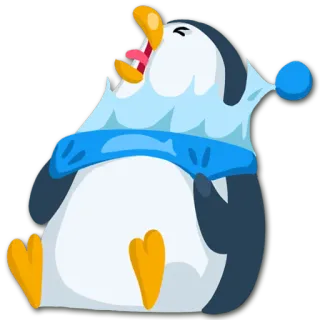 😖 98e941c2 เพนกวิน, หัวเราะ, ฤดูหนาว, ผ้าพันคอ, น่ารัก, มีความสุข, การ์ตูน telegram sticker