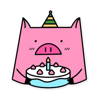 🎂 dfea4021 babi, ulang tahun, kue, pesta, hewan, perayaan telegram sticker