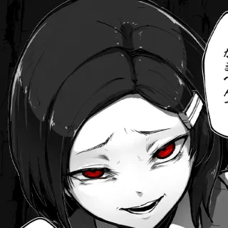 😏 875a37b0 かまへん 애니메이션, 만화, 캐릭터, 소녀, 빨간 눈 telegram sticker