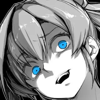 😏 aaec403f 애니메이션, 만화, 소녀, 파란 눈, 미소 telegram sticker