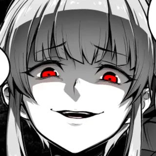 😏 f9edc37d 애니메이션, 만화, 소름, 빨간 눈, 미소 telegram sticker