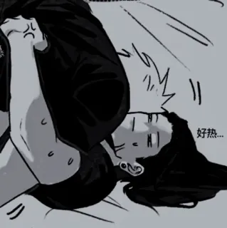 🕷 96a3999a 好热... pareja, amor, romance, blanco y negro, dormitorio whatsapp sticker