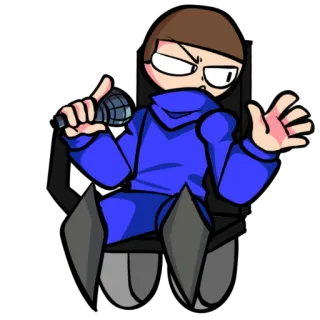 ⬇️ 86a3a9c3 만화, 마이크, 캐릭터, 파란색, 앉아있는 telegram sticker