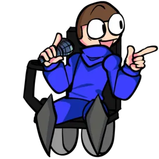 ➡️ dd8bf27d 만화, 캐릭터, 마이크, 안경, 파란색, 의자 telegram sticker