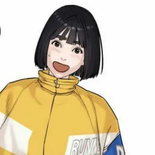 🎉 0940d7cb RUNNER мультфильм, аниме, улыбка, женщина, веселый telegram sticker